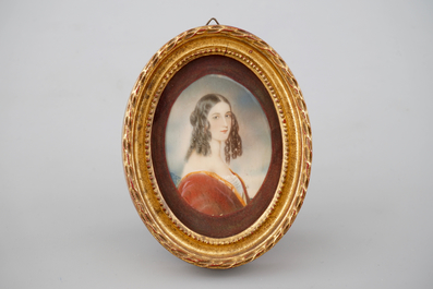 A collection of 10 painted portraits, miniatures on ivory, 19/20th C.